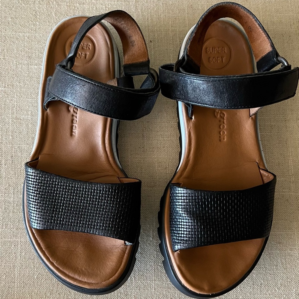 Paul Green Black Sandals with Textured Straps - Picture 3 of 7